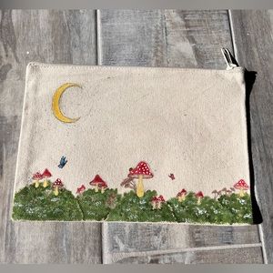 Makeup/pencil bag with hand painted mushrooms!